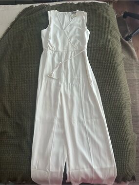Madewell Ivory Sleeveless Wrap Jumpsuit